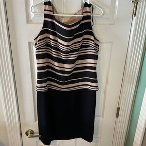 Lew Magram Collection Striped Black and Tan Dress Size 14